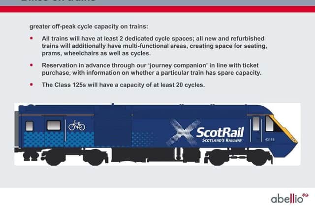 ScotRail previously pledged space for "at least 20 cycles" in its new long-distance trains. Picture: ScotRail