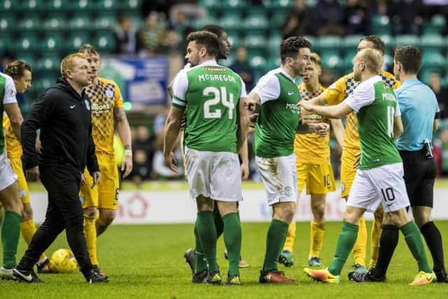 Neil Lennon and Jim Duffy became embroiled in a feud after the club's last met. Pic: SNS