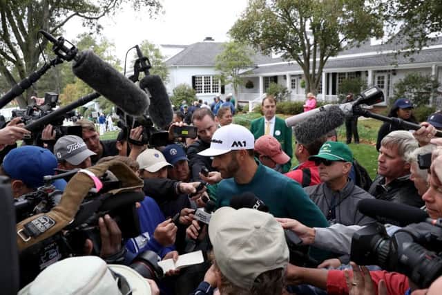 Dustin Johnson announces his withdrawal from the Masters. Picture: Getty