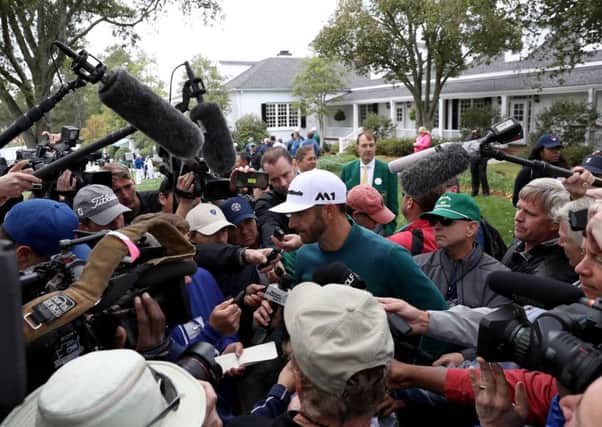 Dustin Johnson announces his withdrawal from the Masters. Picture: Getty