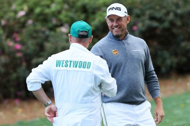Lee Westwood was all smiles as he made five birdies in a row on the back nine at Augusta National. Picture: Getty Images