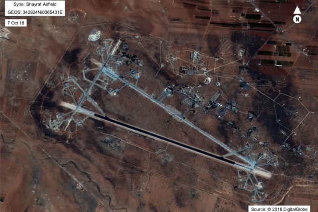 The Shayrat airfield in Syria was hit with a massive military strike in retaliation for a "barbaric" chemical attack President Trump blamed on President Bashar al-Assad.  Picture: US Department of Defense