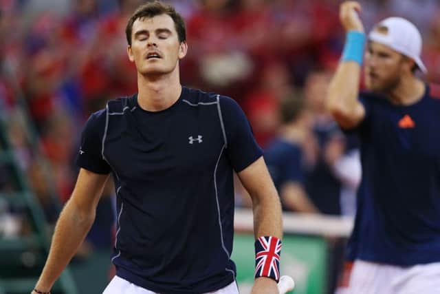 Britains Jamie Murray shows his frustration in yesterdays defeat to France. Picture: Getty Images