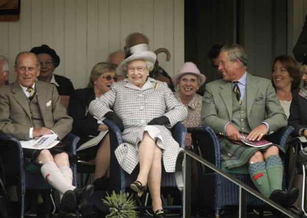 Prince Philip, the Queen, Prince Charles and Camilla, Duchess of Cornwall, during the familys annual visit to the Braemar Gathering. Picture: Getty Images