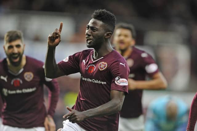 JP LicenseSPLFHearts v Hamilton AcciesTynecastle Stadium, Edinburgh.Prince Buaben scores for Hearts Neil Hanna Photographywww.neilhannaphotography.co.uk07702 246823