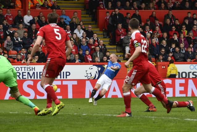 Rangers striker Kenny Miller opens the scoring against Aberdeen. Picture: SNS