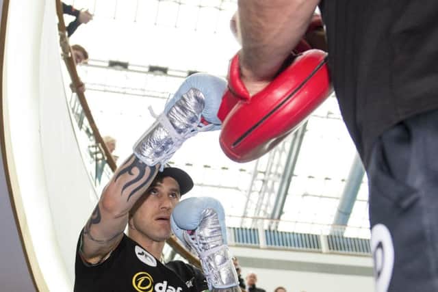 Ricky Burns trains during a public workout at the St Enoch Centre, Glasgow, yesterday.
