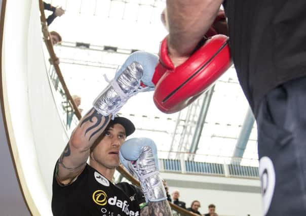 Ricky Burns trains during a public workout at the St Enoch Centre, Glasgow, yesterday.