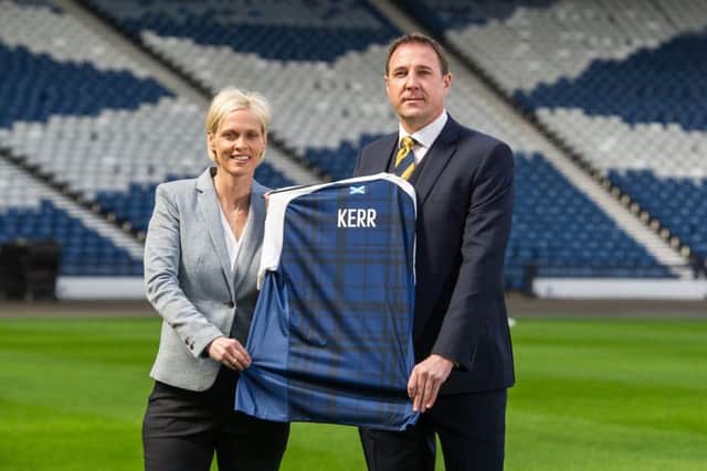 New Scotland women's head coach Shelley Kerr with Scottish FA Performance Director Malky Mackay. Picture: John Devlin