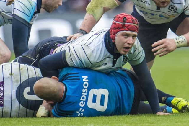 Grant Gilchrist in action for Scotland during the Six Nations win over Italy last month. Picture: Bill Murray/SNS/SRU