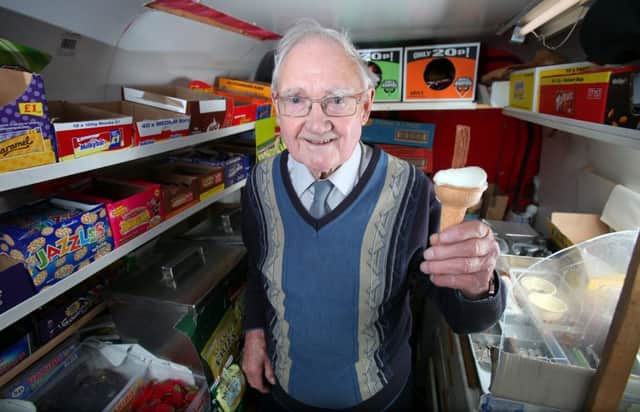 Adam Kelly in his ice-cream van. Pic: JP
