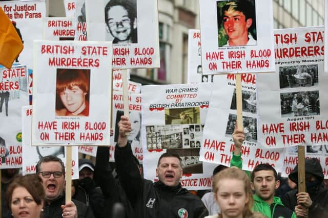 Republicans hold a counter demonstration against a military veterans' rally at City Hall, Belfast (Photo: Brian Lawless/PA Wire)