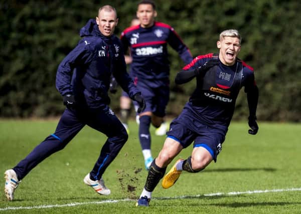 Rangers' Martyn Waghorn, right, has called on the club to give  Kenny Miller a new deal. Picture: Craig Williamson/SNS