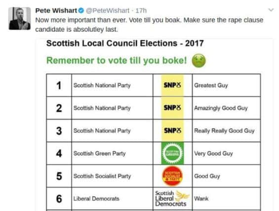 The MP later deleted the  tweet (above)
