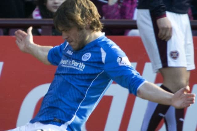 Murray Davidson celebrates after scoring. Picture Ian Rutherford