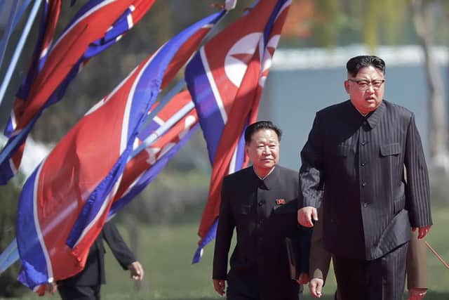 North Korean leader Kim Jong Un arrives for an official ceremony in Pyongyang on Thursday (AP Photo/Wong Maye-E)