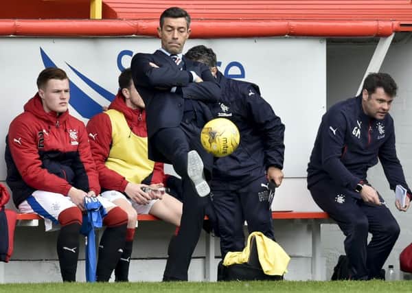 Heart on his sleeve: Passion is what Pedro Caixinha is all about, as he showed during the 3-0 win at Pittodrie.  Picture: SNS Group