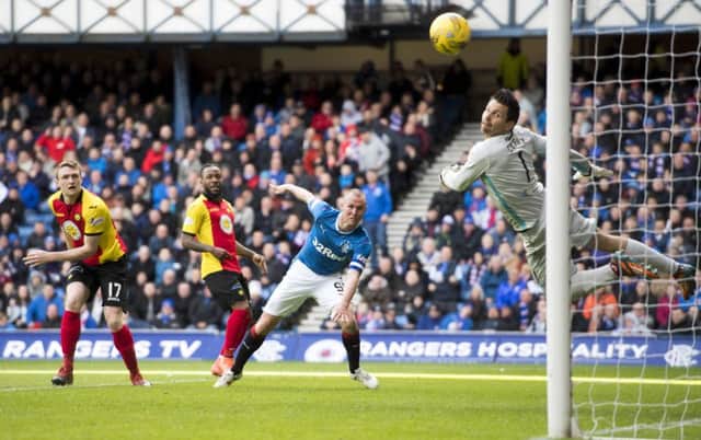 15/04/17 LADBROKES PREMIERSHIP
RANGERS v PARTICK THISTLE
IBROX - GLASGOW
Rangers striker Kenny Miller opens the scoring
