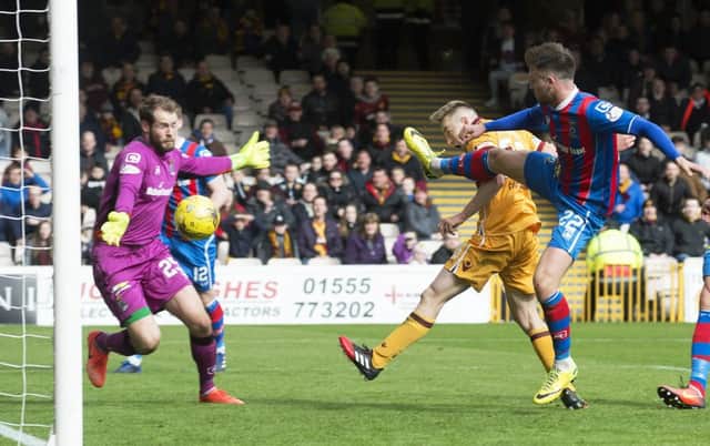 Motherwell's Allan Campbell scores a goal to make it 4-2. Pic: SNS/Bill Murray