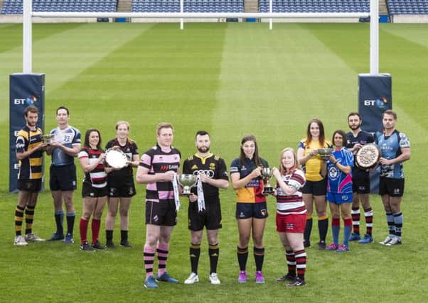 Finalists look ahead to BT Cup Finals Day at BT Murrayfield. 
 Pictured, from left, are: Chris Britee-Steer (Portobello), Andrew McOuat (Blairgowrie), Heather Davis (Stirling County), Allana McWilliam (Stewartry), Pete McCallum (Ayr), Bruce Colvine (Melrose), Louise McMillan (Murrayfield Wanderers), Sarah Quick (Hillhead/Jordanhill), Lindsay McDermid (Garioch), Linda Morrison (Kirkcaldy), Murray Hastie (Murrayfield Wanderers) and Michael Kirk (Carrick)
