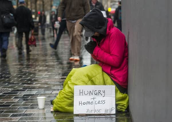 A beggar in Glasgow. Picture: John Devlin