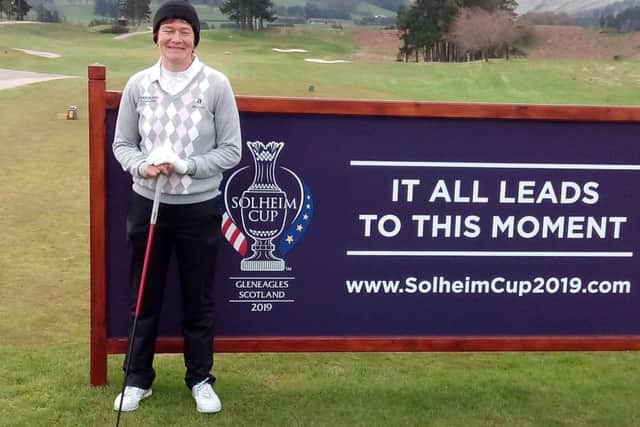 Catriona Matthew unveils the slogan for the 2019 Solheim Cup at Gleneagles.