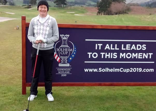 Catriona Matthew unveils the slogan for the 2019 Solheim Cup at Gleneagles.