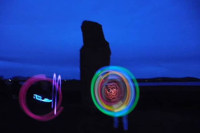 The Ring of Brodgar site in Orkney glow in the dark to mark World Heritage Day. PIC: UHI Archaeology Institute.