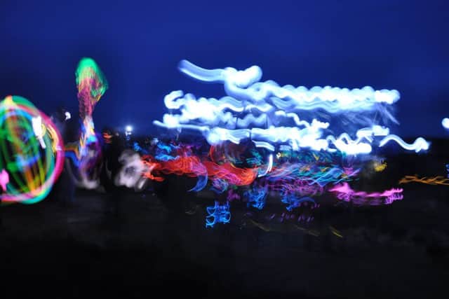 The Ring of Brodgar, which is up to 4,500 years old, was transformed with colour and light. PIC: UHI Archaeology Institute.