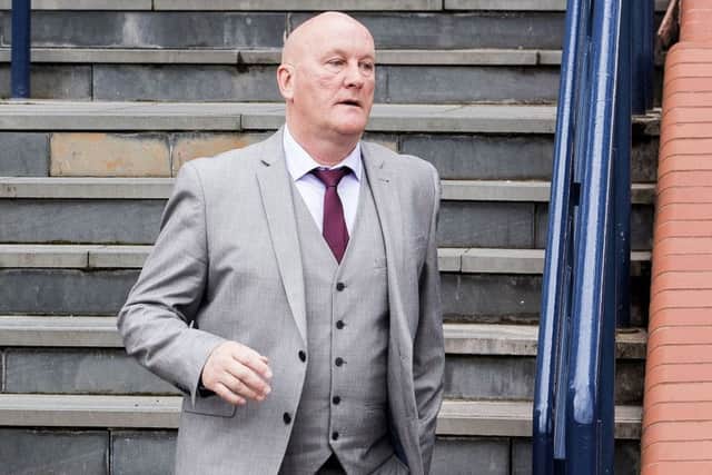Morton manager Jim Duffy leaves Hampden after his disciplinary hearing. Picture: Gary Hutchison/SNS