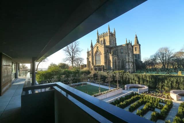 The extension looks out towards Dunfermline Abbey