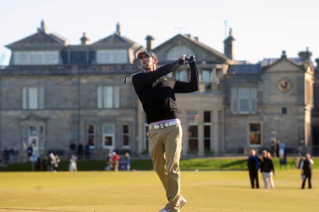 Olympic gold medalist swimmer Michael Phelps tees off during the Alfred Dunhill Links Championships at the Old Course, St Andrews, in 2012. Picture: Jane Barlow/TSPL