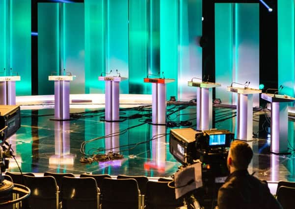 The studio for the ITV Leaders Debate in 2015 in MediaCityUK, Salford. Picture: ITV via Getty