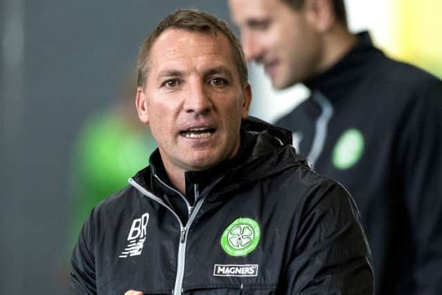 Celtic manager Brendan Rodgers oversees training at Lennoxtown ahead of Sunday's Old Firm semi-final. Picture: Alan Harvey/SNS