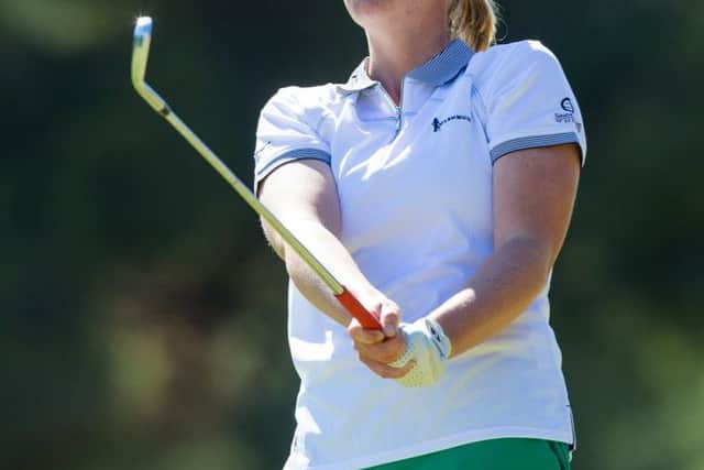 Pamela Pretswell watches a tee shot en route to a second-round 67 in the Mediaterranean Ladies Open. Picture: Tristan Jones