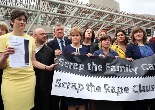 Alison Thewliss MP leads a cross-party protest at Holyrood. Picture: Jane Barlow