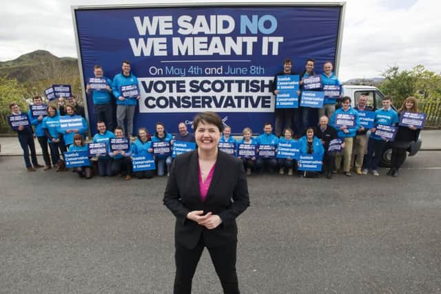 Scottish Tory leader Ruth Davidson poses for pictures with a group of her supporters. Picture : Ian Georgson