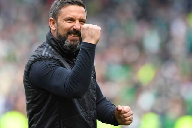 Derek McInnes shows his delight at full time