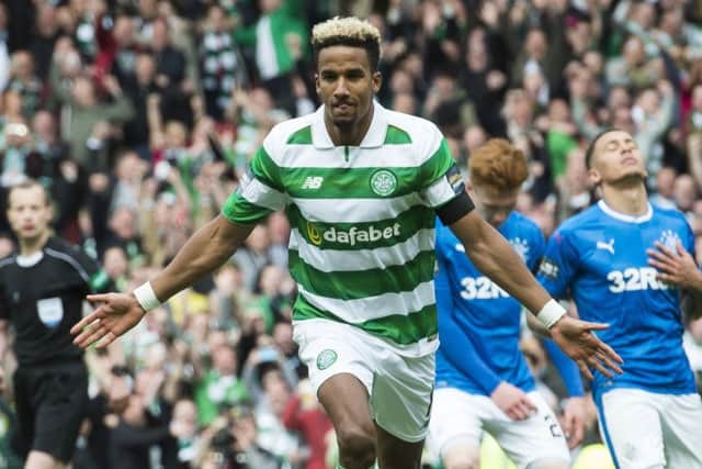 Scott Sinclair celebrates having put Celtic 2-0 up. Picture: SNS