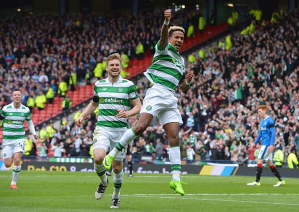 A joyous Scott Sinclair celebrates scoring from the penalty spot. Picture: Getty