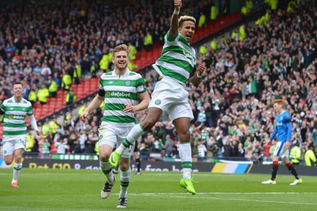 A joyous Scott Sinclair celebrates scoring from the penalty spot. Picture: Getty