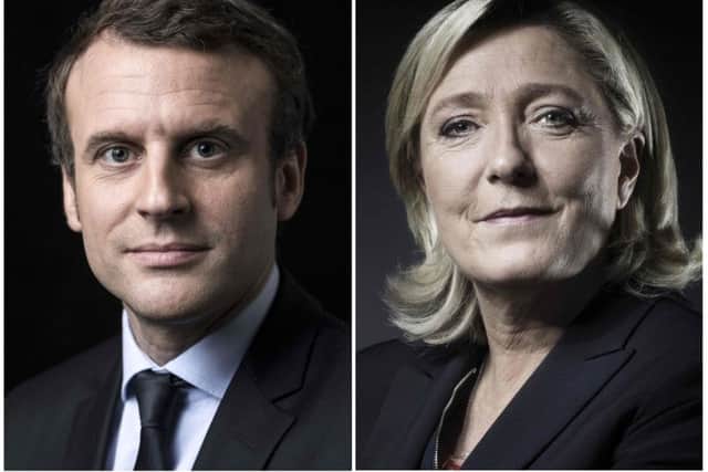En Marche ! movement Emmanuel Macron and French presidential election candidate for the far-right Front National (FN) party Marine Le Pen. Picture: Getty