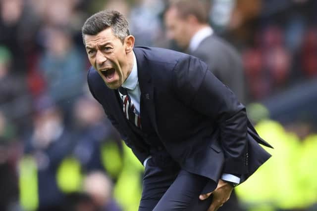 Rangers manager Pedro Caixinha shouts instructions to his players at Hampden. Picture: SNS