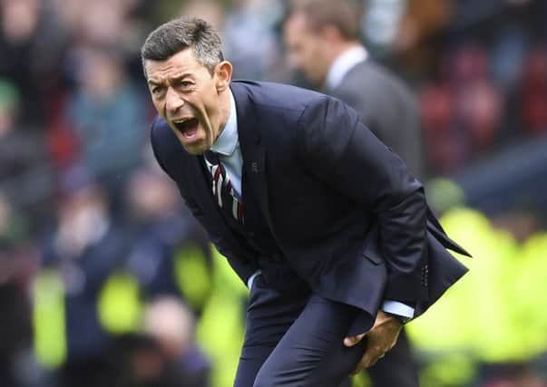 Rangers manager Pedro Caixinha shouts instructions to his players at Hampden. Picture: SNS
