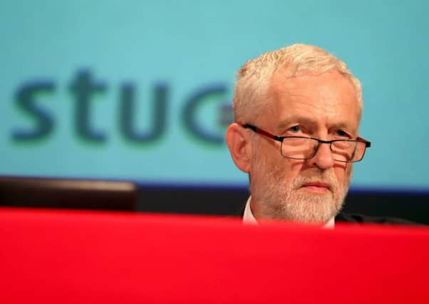Labour leader Jeremy Corbyn addresses the STUC conference in Aviemore. Picture: PA