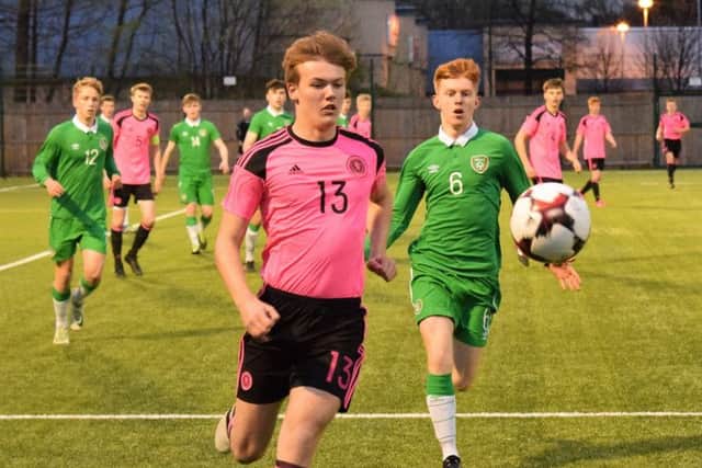 Nathan Brown in action for Scotland Under-18s. Picture: Grenville Dawson.