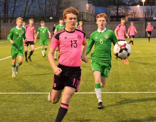 Nathan Brown in action for Scotland Under-18s. Picture:  Grenville Dawson.