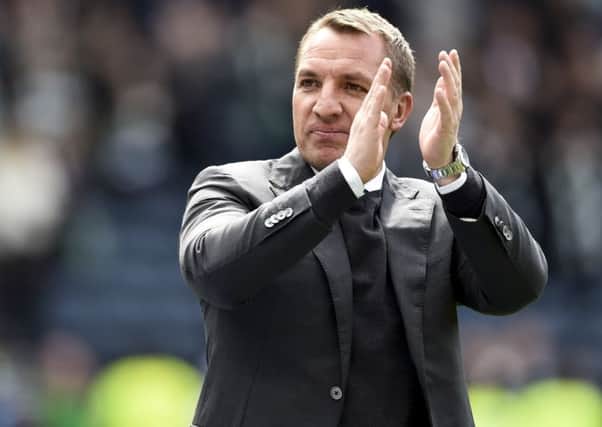 Celtic manager Brendan Rodgers celebrates his side's 2-0 win over Rangers in the Scottish Cup semi-finals.
