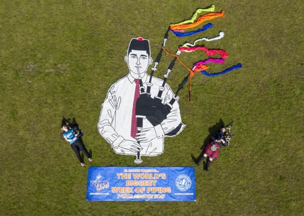 Piping Live! is launched in Glasgow with massive 23ft mural. Picture: Contributed