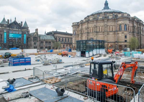 Work at Bristo Square will not be completed by the time the 70th Edinburgh Festival Fringe starts in August. Photograph: Ian Georgeson